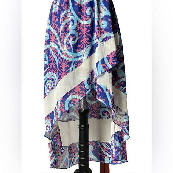 Ya Los Angeles Bright Colorful Hi/Low Racerback Dress (Size: LG Juniors) - Picture 5 of 10